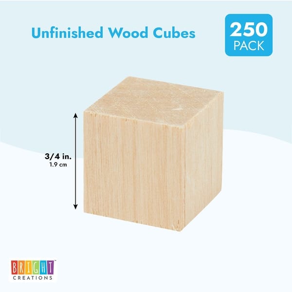 UnfinishedundefinedWood Cubes for DIY Crafts, 3/4 Inch Wooden Block Set (250 Pack) Bed Bath